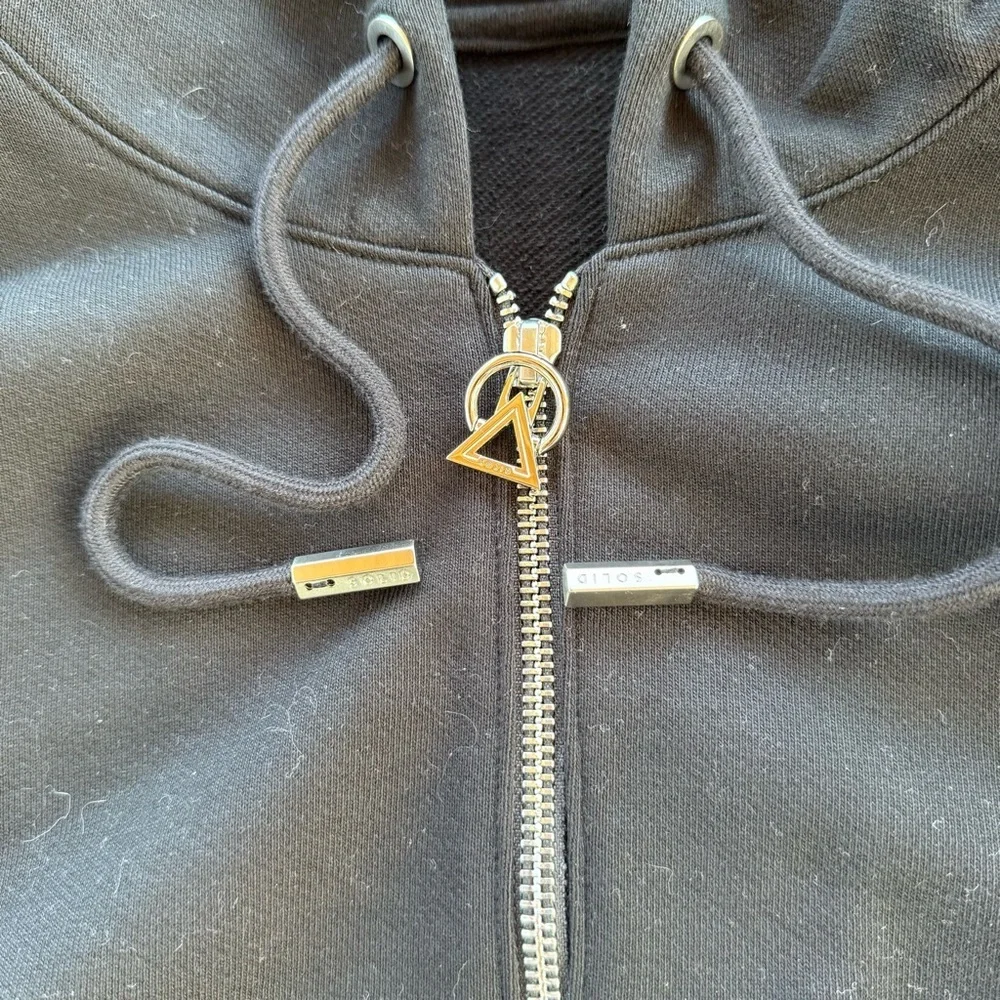 Solid Homme black quarter zip hooded hoodie sweater - Picture 2 of 5